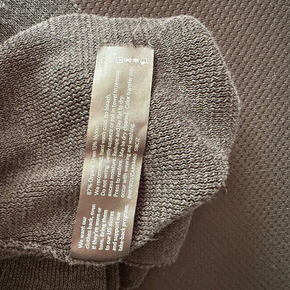 Eileen Fisher Black Open Cardigan Sweater XS Organic Linen Nylon Italian Yarn - Picture 4 of 4